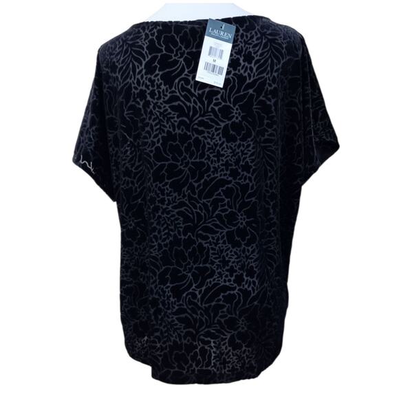 NEW RALPH LAUREN Velvet Burnout Top Blouse Loose Medium Dressy Career Layer Goth - Picture 8 of 8